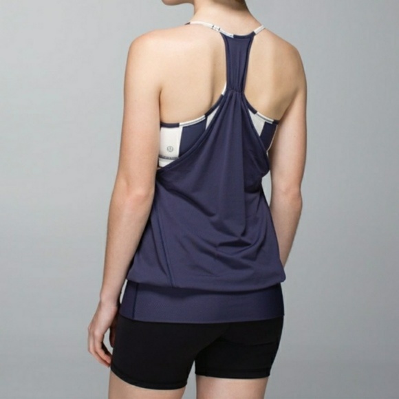 lululemon athletica Tops - Lululemon No Limits Tank Top 6 Navy Blue White